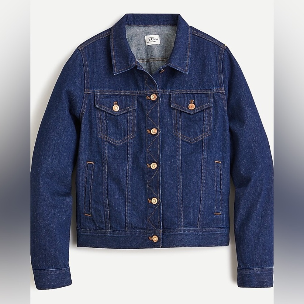 J. Crew - Women's Classic denim jacket in resin rinse -‎ Size Small - Dark Blue